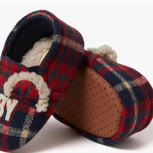 Dearfoams Infant Baby Bear Memory Foam Slippers 9-12 Months Plaid New - Picture 4 of 6